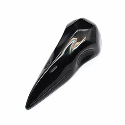 Обсидиан Натуральный обсидиан череп скульптура витрина украшения, для домашнего офисного стола, 68x25x17 мм