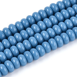 Стально-синий Непрозрачные с напылением стеклянные бусины, рондель, стальной синий, 4x2.5 мм, отверстие : 0.7 мм, около 135 шт / нитка, 14.96'' (38 см)