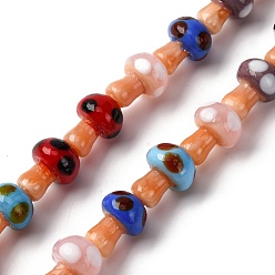 (52) Непрозрачная лаванда Ручной сглаза бусины бисер нитей, гриб, разноцветные, 13x10 мм, отверстие : 1.6 мм, около 25 шт / нитка, 11.81'' (30 см)