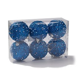 Dodger Blue Christmas Ball Foam & Plastic Imitation Pearl Pendant Decoration, for Christmas Tree Hanging Ornaments, Dodger Blue, 141~150x80~82mm, 6pcs/box