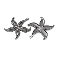 Черный Цвет Металла Подвески из сплава , без кадмия и без свинца, морская звезда / морские звезды, металлический черный , 49x43.5x4.5 мм, отверстие : 2.5 мм