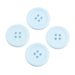 Bleu Clair Boutons en plastique 4-trou, plat rond, bleu clair, 22x2mm, Trou: 2mm
