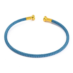 Темно-Голубой Изготовление браслета из плетеной проволоки из углеродистой стали, с позолоченными латунными заглушками, глубокое синее небо, 0.25 см, внутренний диаметр: 2-3/8 дюйм (6.1 см)