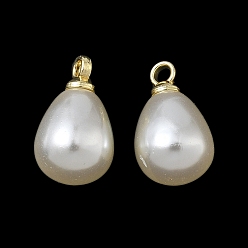 Light Gold Подвески из АБС-пластика с жемчугом, слеза, с петлей из сплава, золотой свет, 13x8 мм, отверстие : 1.6 мм