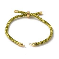 Желто-Зеленый Изготовление регулируемого нейлонового хлопкового шнура, с реечной обшивкой латунными выводами, золотые, желто-зеленый, 4-3/4~8-7/8 дюйм (12~22.5 см), 3 мм, отверстие : 2 мм