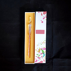 Red Silver Foil Glass Writing Dip Pen, Red, 184x6mm