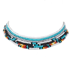 Mixed Color Glass Bead Necklaces for Women, Mixed Color, 14.96 inch(38cm), 7pcs/set