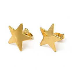 Real 18K Gold Plated Ion Plating(IP) 304 Stainless Steel Stud Earrings for Women, Star, Real 18K Gold Plated, 15x15.5mm, Pin: 0.8mm