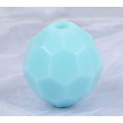 Light Cyan Opaque Acrylic Beads, Faceted (32 Facets), Round, Light Cyan, 8mm, Hole: 2mm