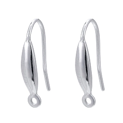 Silver 925 Sterling Silver Earring Hooks, Silver, 15.5~16.5x9x3.3mm, Hole: 1.2mm, 20 Gauge, Pin: 0.8mm