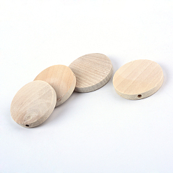 Wood Unfinished Wood Beads, Natural Wooden Beads, Lead Free, Flat Round, 30x5mm, Hole: 2.5mm