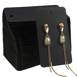 Black Paper Single Earring Display Cards with Hanging Hole, Rectangle, Black, 9x5cm