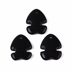 Black Onyx Подвески из натурального черного оникса (окрашенные и нагретые), рыбы прелести, 21~22x17~18x5~7 мм, отверстие : 1.6~1.8 мм