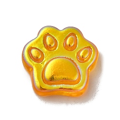 (932FM) Темно-синий аква-матовый с подкладкой Прозрачные смолы кабошоны, с покрытием AB цвета, форма кошачьей лапы, темно-золотистые, 18x19x6 мм