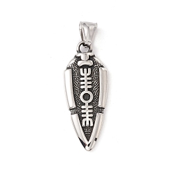 Antique Silver 304 Stainless Steel Pendant, Arrow Charm, Antique Silver, 41.5x16.5x4mm, Hole: 8x4mm