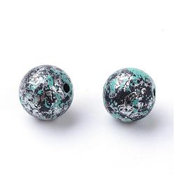 Antique Silver Plated Antique Style Acrylic Beads, Round, Antique Silver Plated, 11~12mm, Hole: 1.5mm, about 520pcs/500g