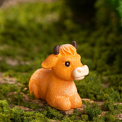 Cattle Resin Animal Figurines Display Decorations, Micro Landscape Happy Farm Decoration., Cattle, 15~32x10~39mm