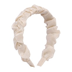 beige Fashionable Design Folded Fabric Headband - Trendy, Wide Brim, Bohemian Style.