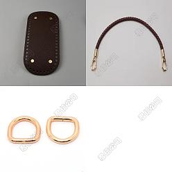 Кокосово-Коричневый 1 шт. овальные сумки из искусственной кожи для вязания крючком, подкладка для придания формы дну и ручки для сумок, с 4железными D-образными кольцами и 2ручками для сумок из искусственной кожи., золотой свет, кокосового коричневый, Корректирующая подушечка для ягодиц: 22.3x10.2x0.9см, отверстие : 5 мм