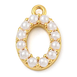 Letter O Подвески из искусственного жемчуга, с латунной фурнитурой , золотые, Письмо O, 7~14x13.5~15x3 мм, отверстие : 1.3~1.4 мм