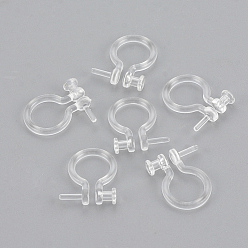 Clear Plastic Clip-on Earring Findings, For Non-pierced Ears, Clear, 11x9x1mm, Pin: 1mm
