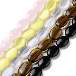 Mixed Color Cat Eye Beads Strands, Oval, Mixed Color, 14~16x10~10.5x4~4.5mm, Hole: 1mm, about 25~28Pcs/strand, 14.57~15.16 inch(37~38.5cm)