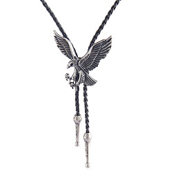 Eagle Antique Silver Alloy Pendants Lariat Necklaces, Bolo Tie, Eagle, 39.37 inch(100cm)