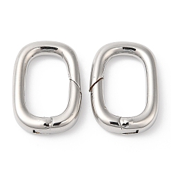 Platinum Brass Spring Gate Rings, Oval, Cadmium Free & Lead Free, Long-Lasting Plated, Platinum, 18x12.5x4mm