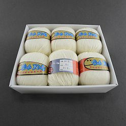 White Soft Baby Yarns, with Cashmere, Acrylic Fibres and PAN Fiber, White, 2mm, about 50g/roll, 6rolls/box