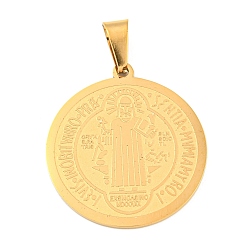 Золотой Модные колье с ионным покрытием (IP) плоской круглой формы с подвесками из нержавеющей стали сан-бенито 304, золотые, 33x30x1.5 мм, отверстие : 8x5 мм