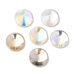 Mixed Color K5 Glass Rhinestone Cabochons, Flat Back & Back Plated, Faceted, Half Round, Mixed Color, 10x4.5mm