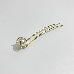 golden Metal Pearl U-shaped Hairpin for Simple and Modern Hairstyling - Lazy and Cool Hair Accessory for Women.