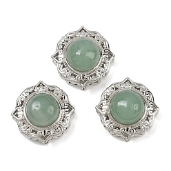 Зеленый Авантюрин Многорядные звенья из натурального зеленого авантюрина, Латунные коннекторы, платина, стойки покрытие, 18x18x11 мм, отверстие : 2~3 мм