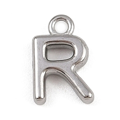 Letter R Латунь прелести, стойки покрытие, долговечный, без кадмия и без свинца, платина, Буква R, 9x6x2 мм, отверстие : 1.2 мм