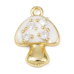 Белый Дым Латунные микро проложить кубического циркония подвески, с эмалью, гриб, без свинца и без кадмия, долговечный, стойки покрытие, реальный 18 k позолоченный, серый, 15x11x3 мм, отверстие : 1.5 мм