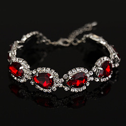 silver Fashion Red Crystal Inlaid Diamond Bracelet B016 - Elegant and Stylish