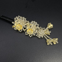 Pale yellow (Lily of the Valley flower hairpin) Baguette de coiffure en forme de campanule en verre, édition limitée chinoise exquise