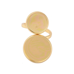 Настоящее золото 18K 304 открытые кольца манжеты из нержавеющей стали, настройка кольца колодки, плоско-круглые, реальный 18 k позолоченный, внутренний диаметр: 17 мм, лоток: 16 & мм 12 мм