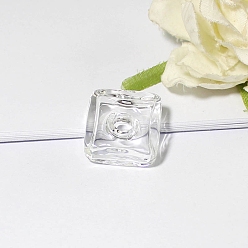Clear Handmade Lampwork Pendants, Anti Leaking Perfume Bottle Pendant, Square Shape Charm, Clear, 20x20mm