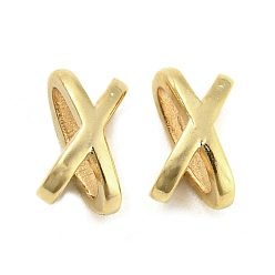 Real 24K Gold Plated Brass Beads, Cadmium Free & Lead Free, Letter X Shape, Real 24K Gold Plated, 7x4x4mm, Hole: 4x2mm