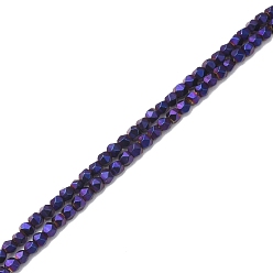 Plaqué Violet Galvanoplastie synthétiques perles d'hématite non-magnétiques brins, facette, polygone, pourpre plaqué, 2.5~3mm, Trou: 0.9mm, Environ 145 pcs/chapelet, 15.35 pouce (39 cm)