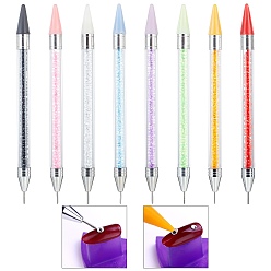 Mixed Color CRASPIRE 6pcs 6 colors Plastic Nail Art Rhinestones Pickers Pens, Dual-ended Nail Art Dotting Tools, Point Nail Art Craft Tool Pen, with Wax Head, Resin Beads & Storage Case, Mixed Color, 150x10mm, Pin: 1.4mm, Hole: 1.2mm, 1pc/color