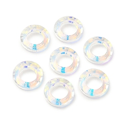 Clear AB Electroplate Transparent Glass Linking Rings, Crystal Cosmic Ring, Prism Rings, Faceted, Round Ring, Clear AB, 14x3.5mm, Inner Diameter: 8mm