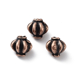 Red Copper Tibetan Style Alloy Beads, Cadmium Free & Lead Free, Lantern, Red Copper, 8x8x7.5mm, Hole: 1.5mm