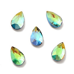 Sphinx K9 Glass Rhinestone Cabochons, Flat Back & Back Plated, Faceted, Teardrop, Sphinx, 8x5x2mm
