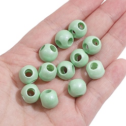 Pale Green Pearlized Acrylic European Beads, Large Hole Beads, 4-hole Round, Pale Green, 12x10mm, Hole: 4.5mm, 5pcs/bag