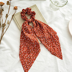 Small flower red Three-state ponytail broken flower ribbon large intestine circle women's hair tie all-match cloth hair circle head jewelry