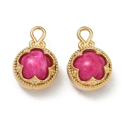 Фуксиновый 304 подвески из нержавеющей стали смолы, плоский круглый с цветными чарами, реальный 18 k позолоченный, вакуумное покрытие pvd, долговечный, красно-фиолетовые, 22x14.5x11 мм, отверстие : 3x2.5 мм