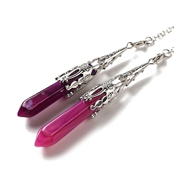 Натуральный Агат Большие подвески в виде биолокационного маятника из натурального агата, с латунной фурнитурой , пуля, 260~270 мм, отверстие : 1.5 мм