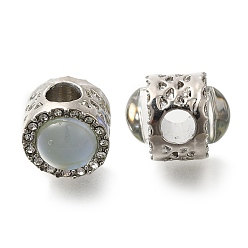 Светло-голубой Стойки покрытие сплава европейские шарики, горный хрусталь и стекло, без свинца и без кадмия, бусины с большим отверстием, плоско-круглые, светло-голубой, 11.5x14 мм, отверстие : 4.5 мм